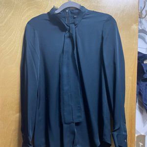 Theory Blue-Green Silk Blouse Size Small